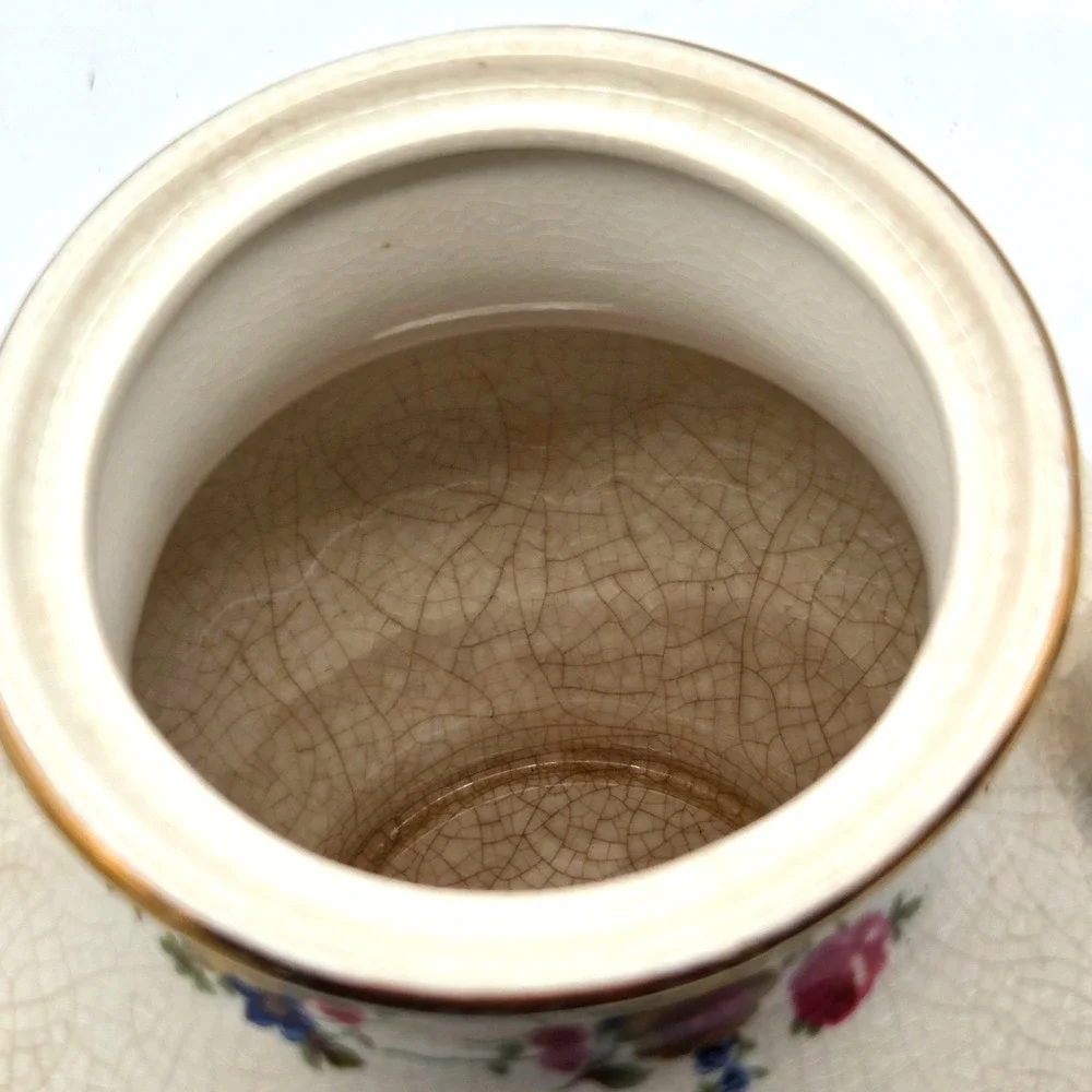 Arthur Wood Donegal TEAPOT with RED Roses and Gold Trim -CRAZING Made in England